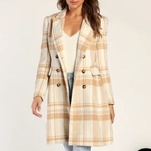 Ivory plaid peacoat